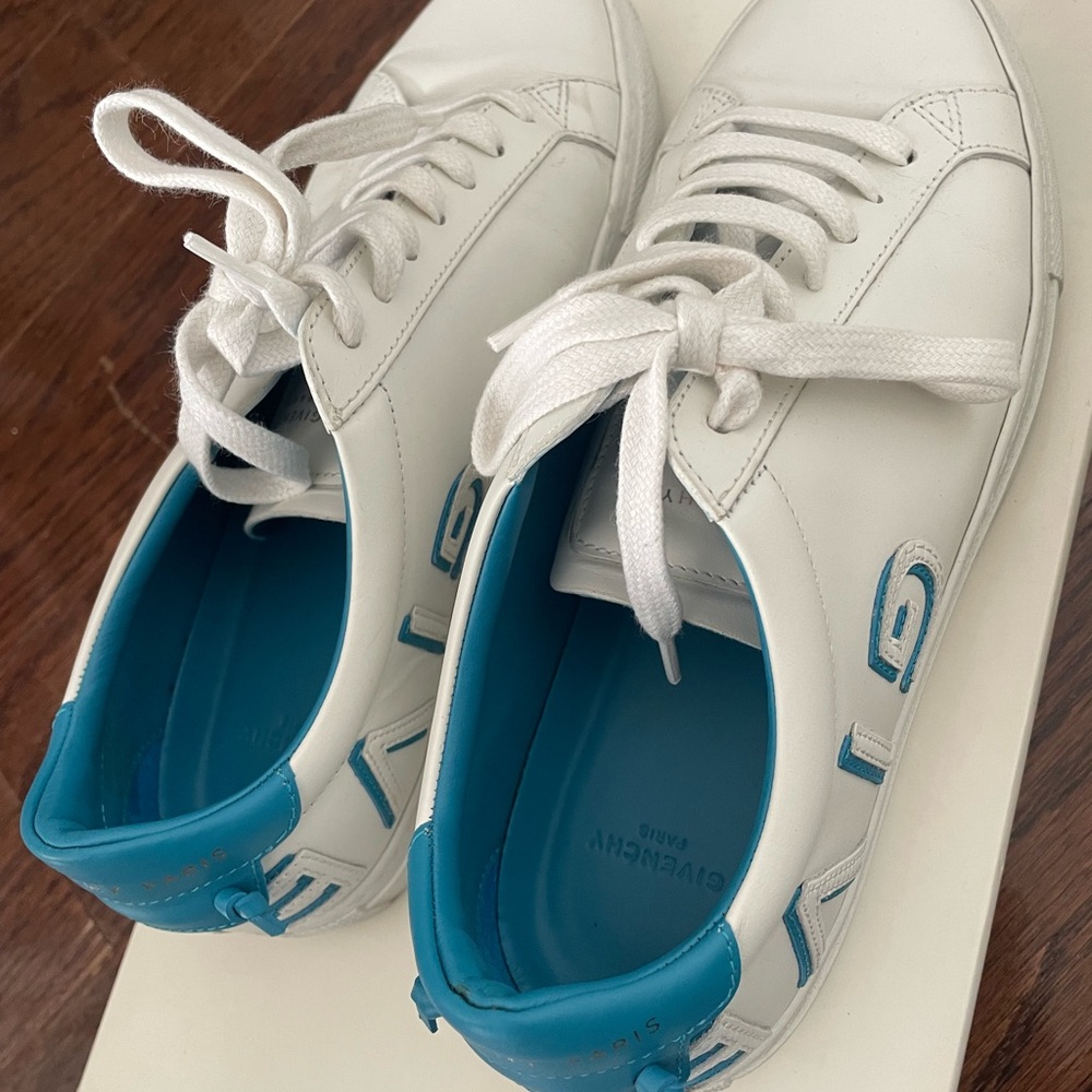Givenchy White and Teal Sneakers